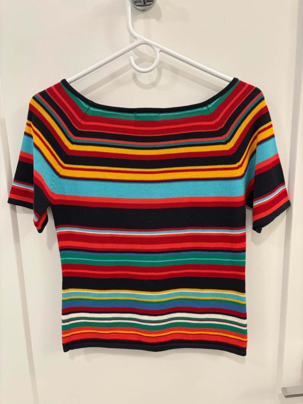 Vintage 90s Knit Cotton Blend Multicolor Stripe Paul Harris Design Sweater Sz S - Picture 5 of 8